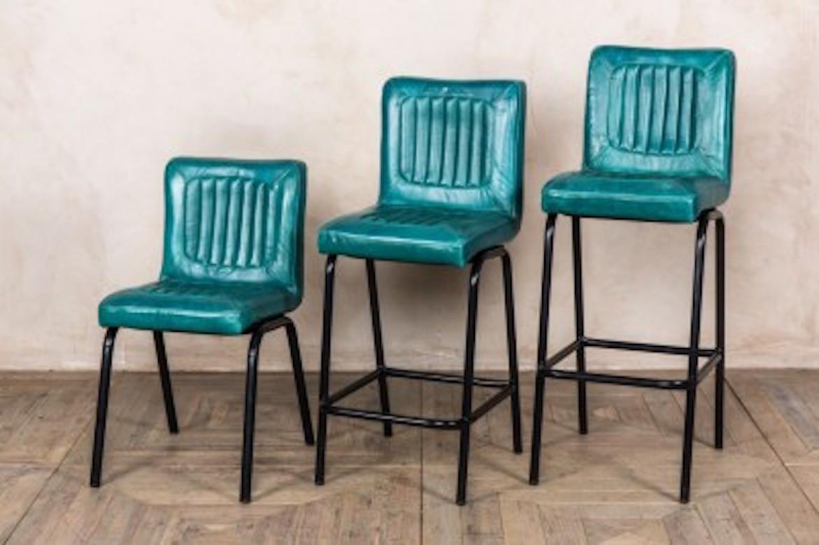 Jenson Distressed Leather Bar Stools, 20th Century For Sale 3