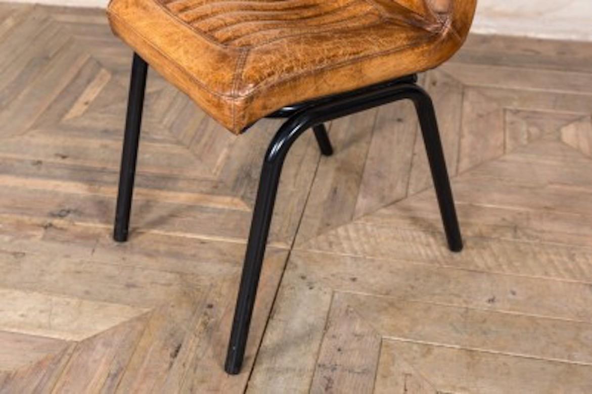 European Jenson Distressed Leather Dining Chairs, 20th Century For Sale