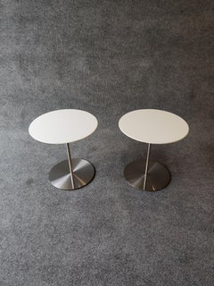 Jephson Robb, Bernhardt Design Pair Quiet Side Tables Laminate Stainless Steel