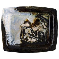 Jeppe Hagedorn-Olsen, Dish in Ceramic, Abstract Motif, Denmark, Mid-20 Century