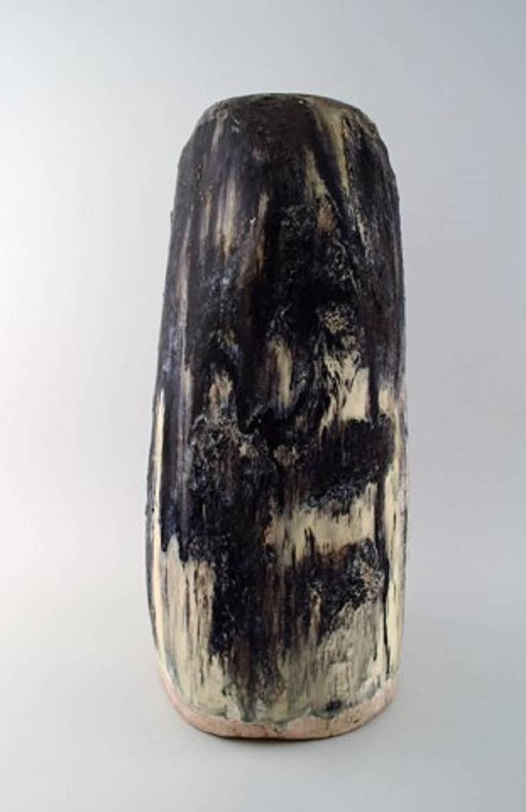 Scandinavian Modern Jeppe Hagedorn-Olsen, Very Large Unique Vase in Ceramic, Abstract Motif