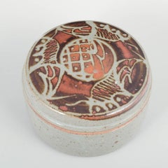 Jepson Pottery, USA. Lidded jar with Chinese-inspired decoration. Mid-20th C.