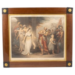 Antique Jepthas "Distress at Meeting His Daughter" Colored Copper Engraving