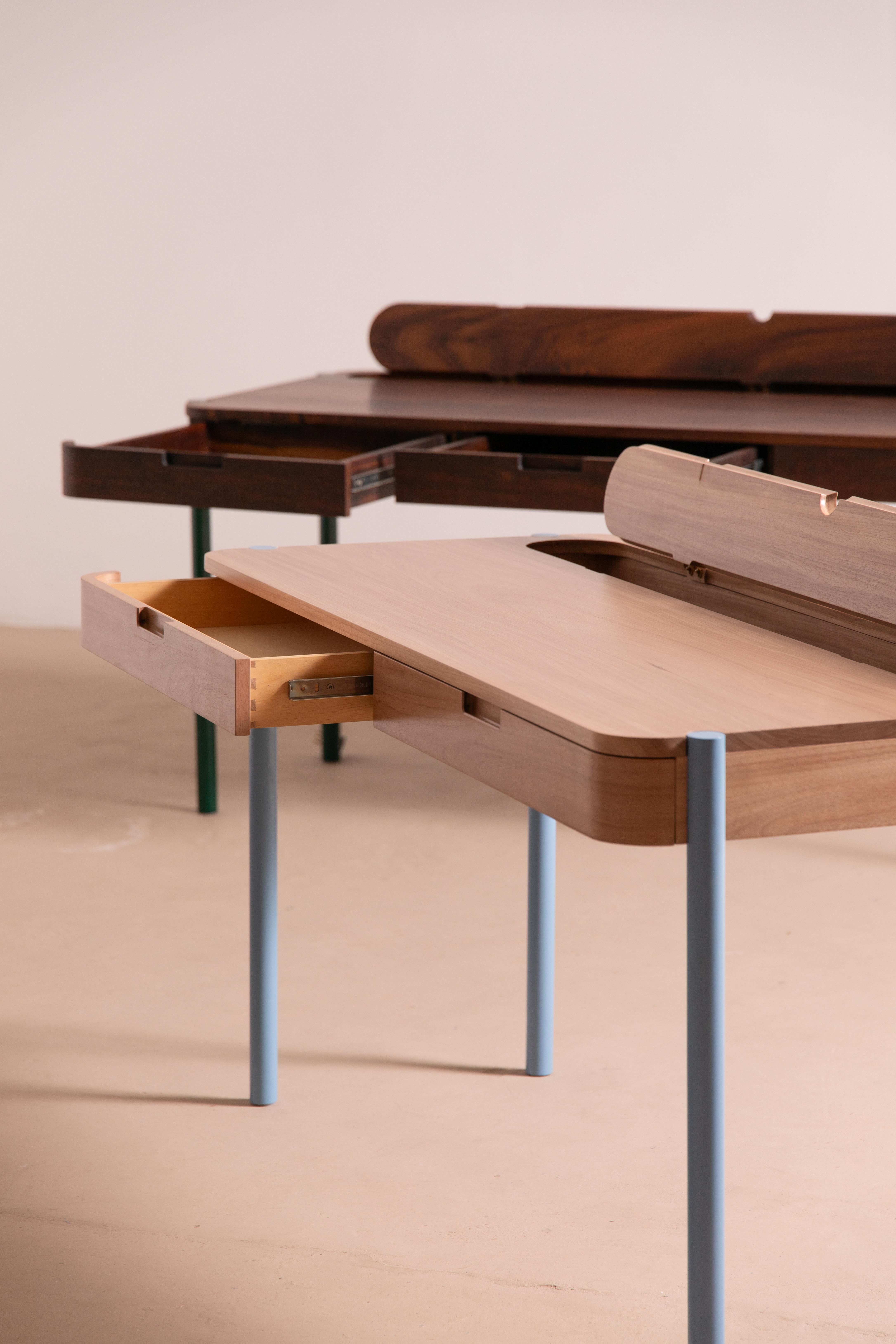 Jequitiba, Blue Gambito Writing Desk by Andreas Anwander In New Condition For Sale In Geneve, CH