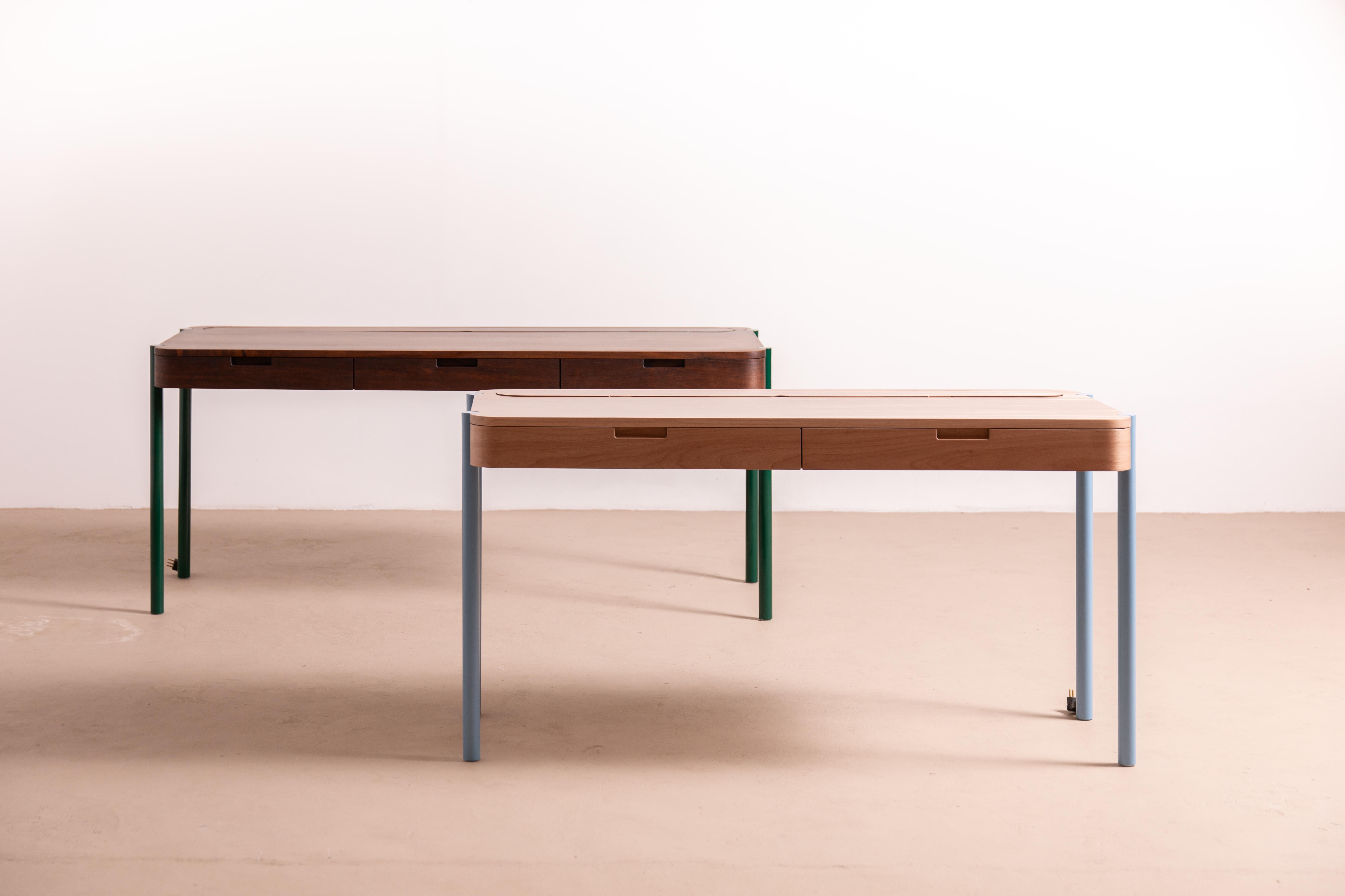 Jequitiba, Blue Gambito Writing Desk by Andreas Anwander For Sale 2
