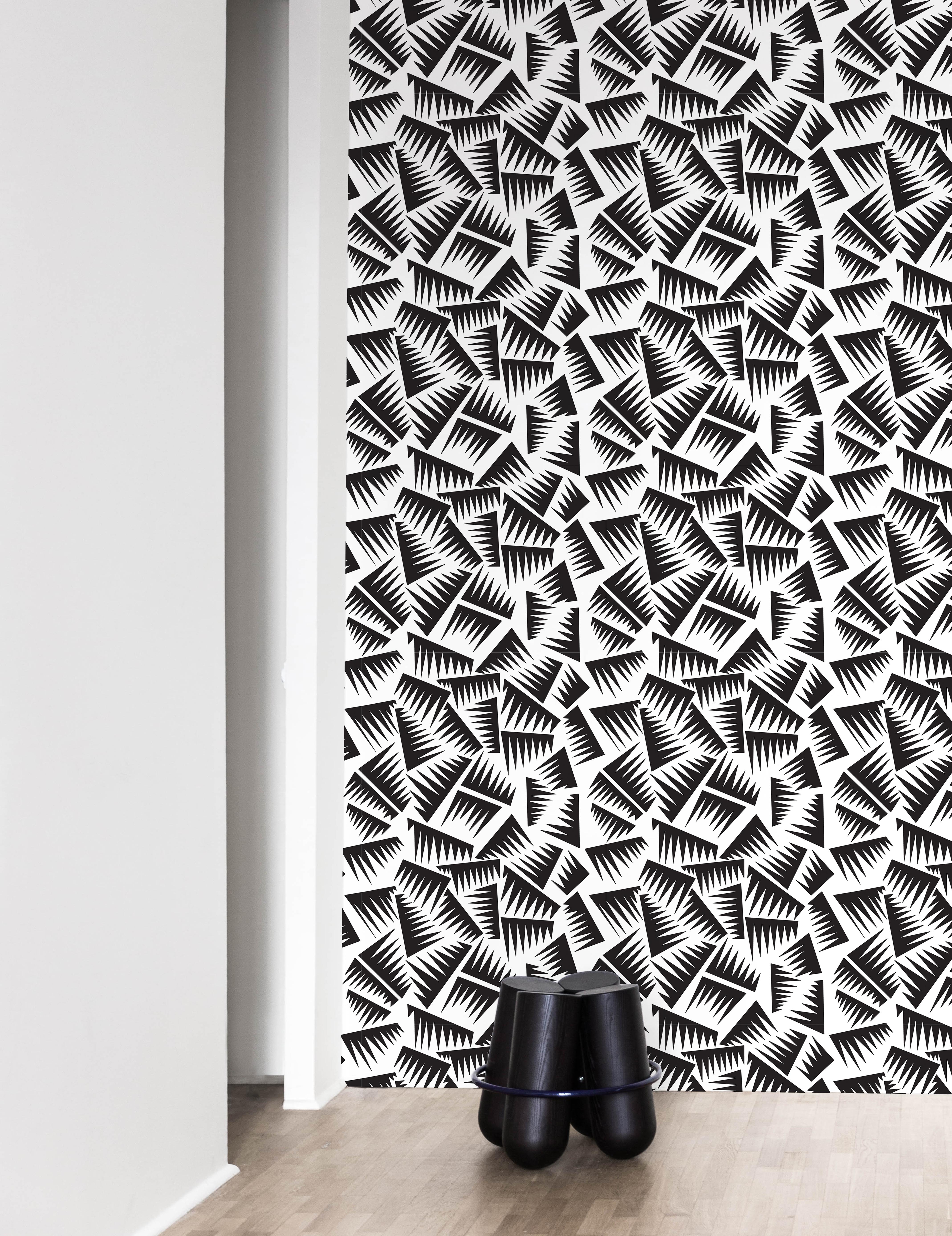 French JER Wallpaper - Black&White by Jacques-Emile Ruhlmann for La Chance For Sale