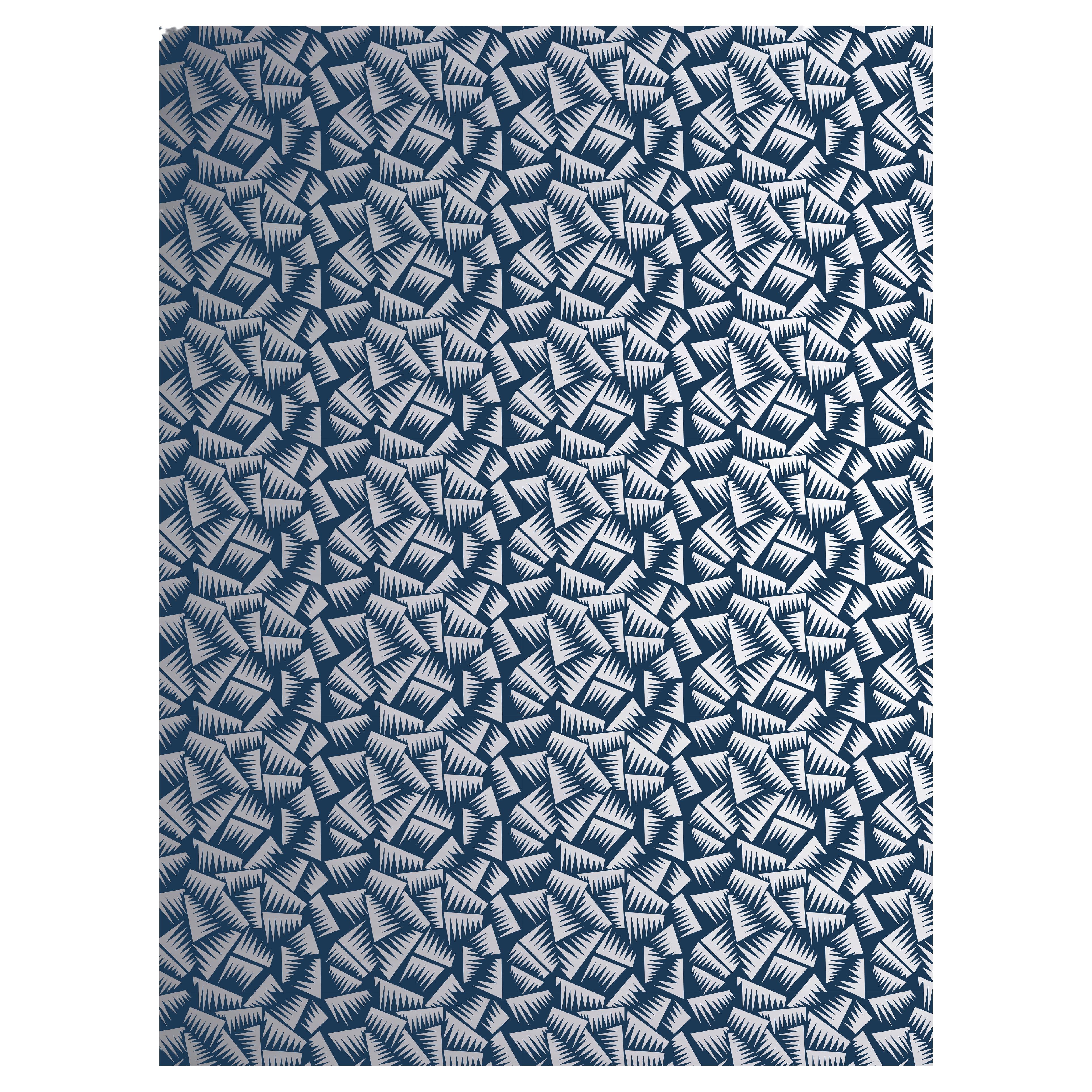 JER Wallpaper - Blue&Grey by Jacques-Emile Ruhlmann for La Chance For Sale