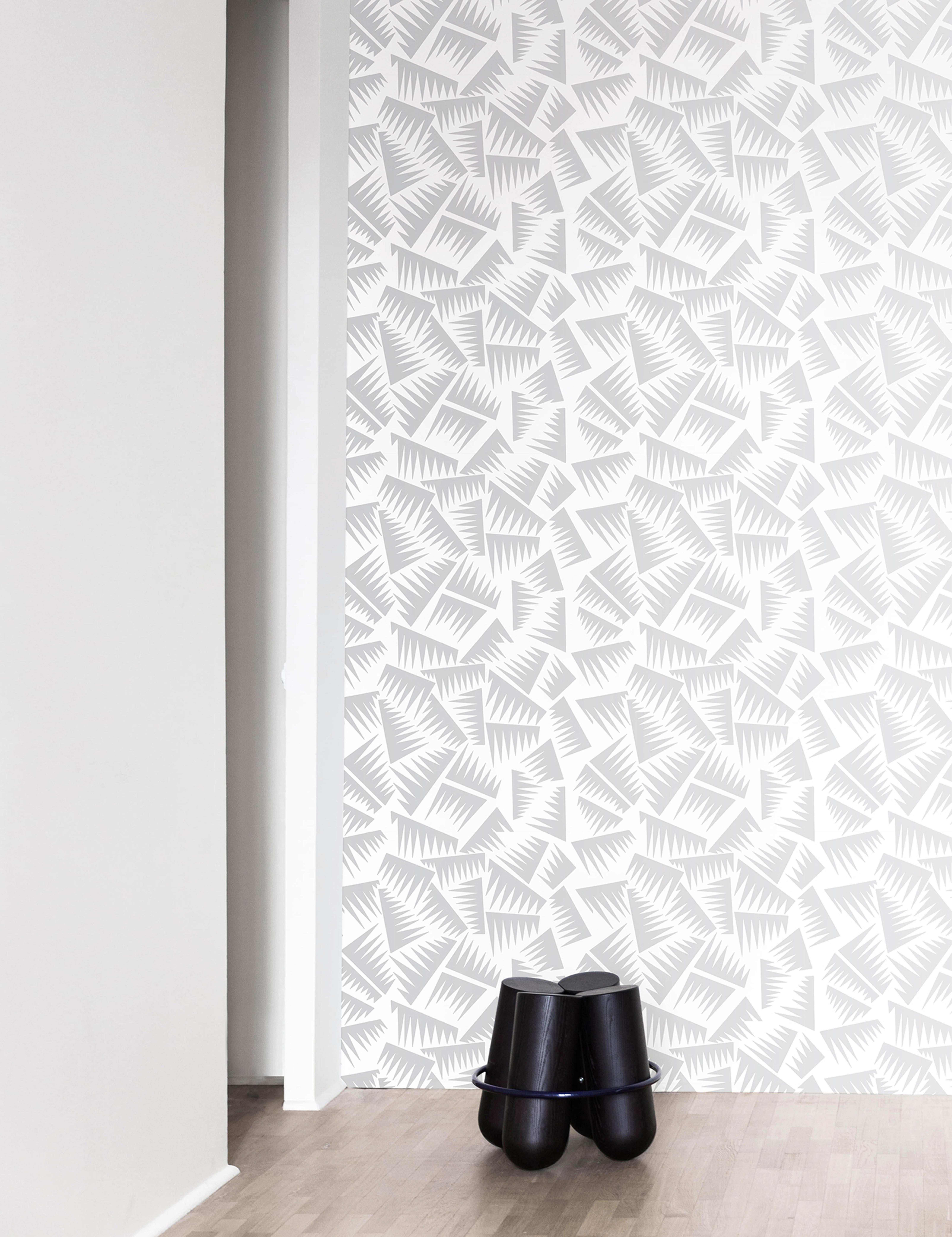 Contemporary JER Wallpaper, Grey & White by Jacques-Emile Ruhlmann for La Chance For Sale