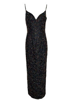 Jeran Rainbow Beaded Gown + Jacket, 1990s