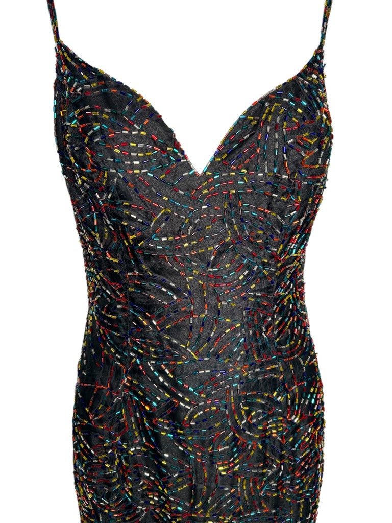 Jeran Rainbow Beaded Gown + Jacket, 1990s For Sale at 1stDibs Jeran Rainbow Beaded Gown + Jacket, 1990s For Sale at 1stDibs