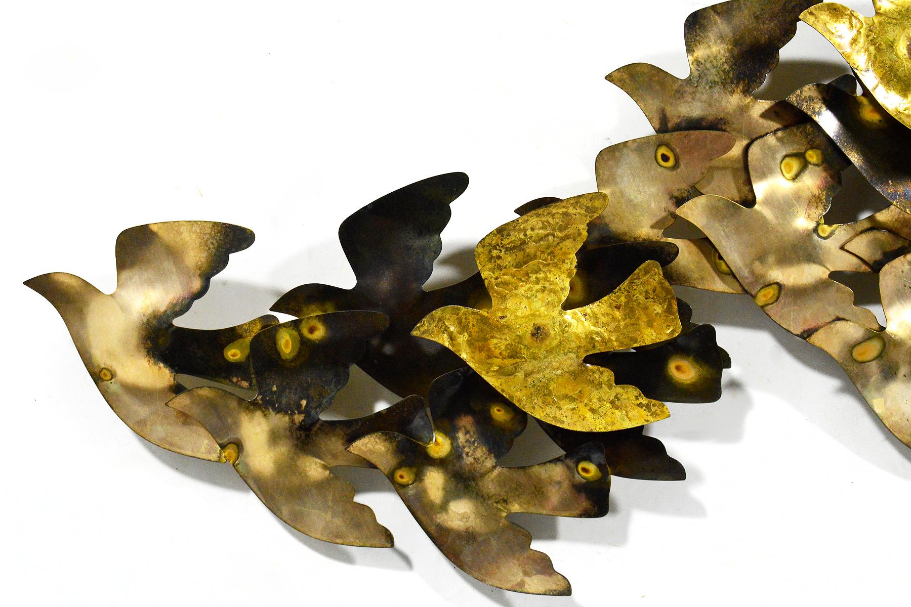 Mid-Century Modern Jere Abstract Flock of Doves Wall Sculpture