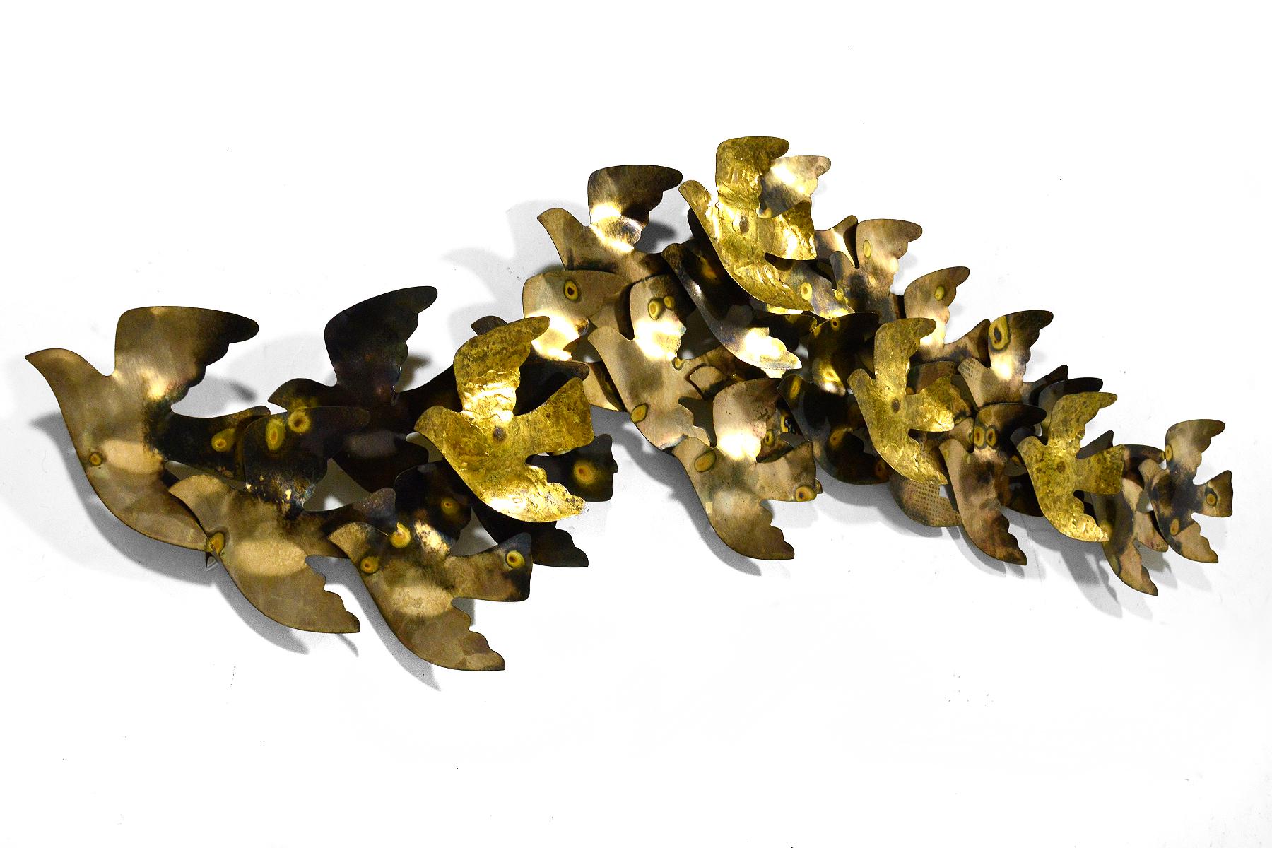 Late 20th Century Jere Abstract Flock of Doves Wall Sculpture