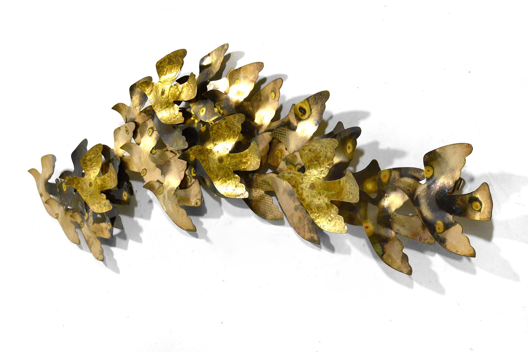 Brass Jere Abstract Flock of Doves Wall Sculpture