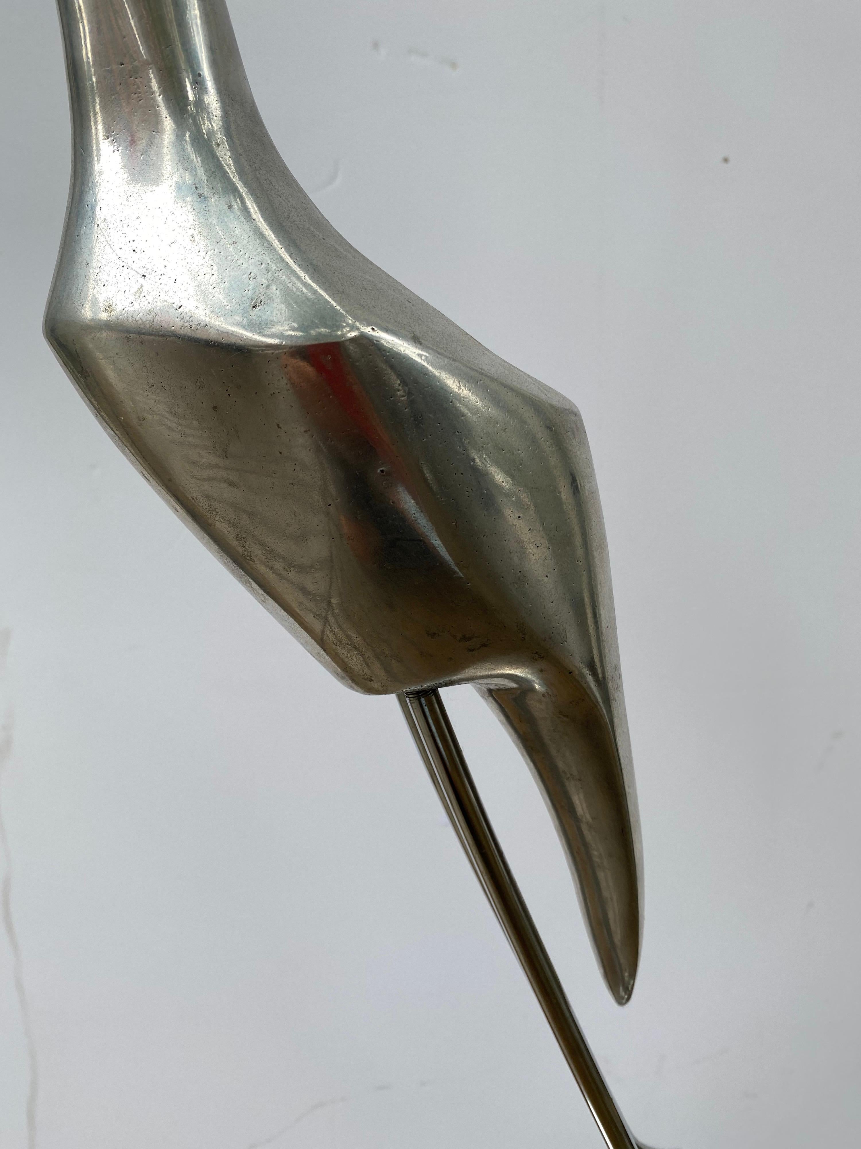 Mid-Century Modern Jere' Aluminum Floor Standing Heron