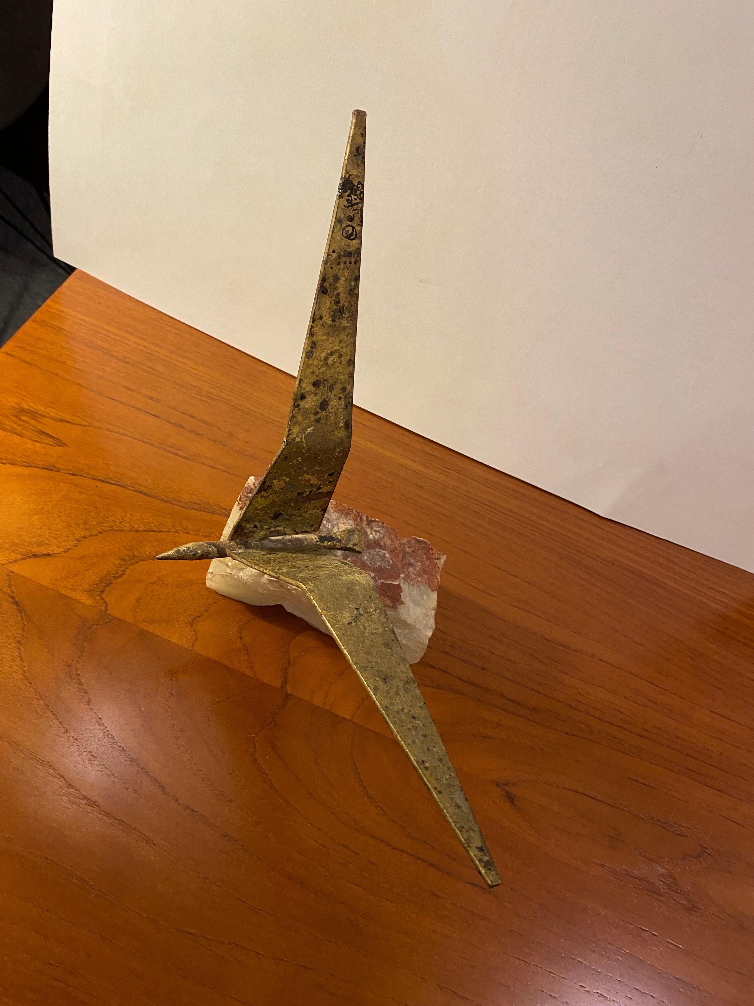 Mid-Century Modern Jere’ Bird on Rock For Sale