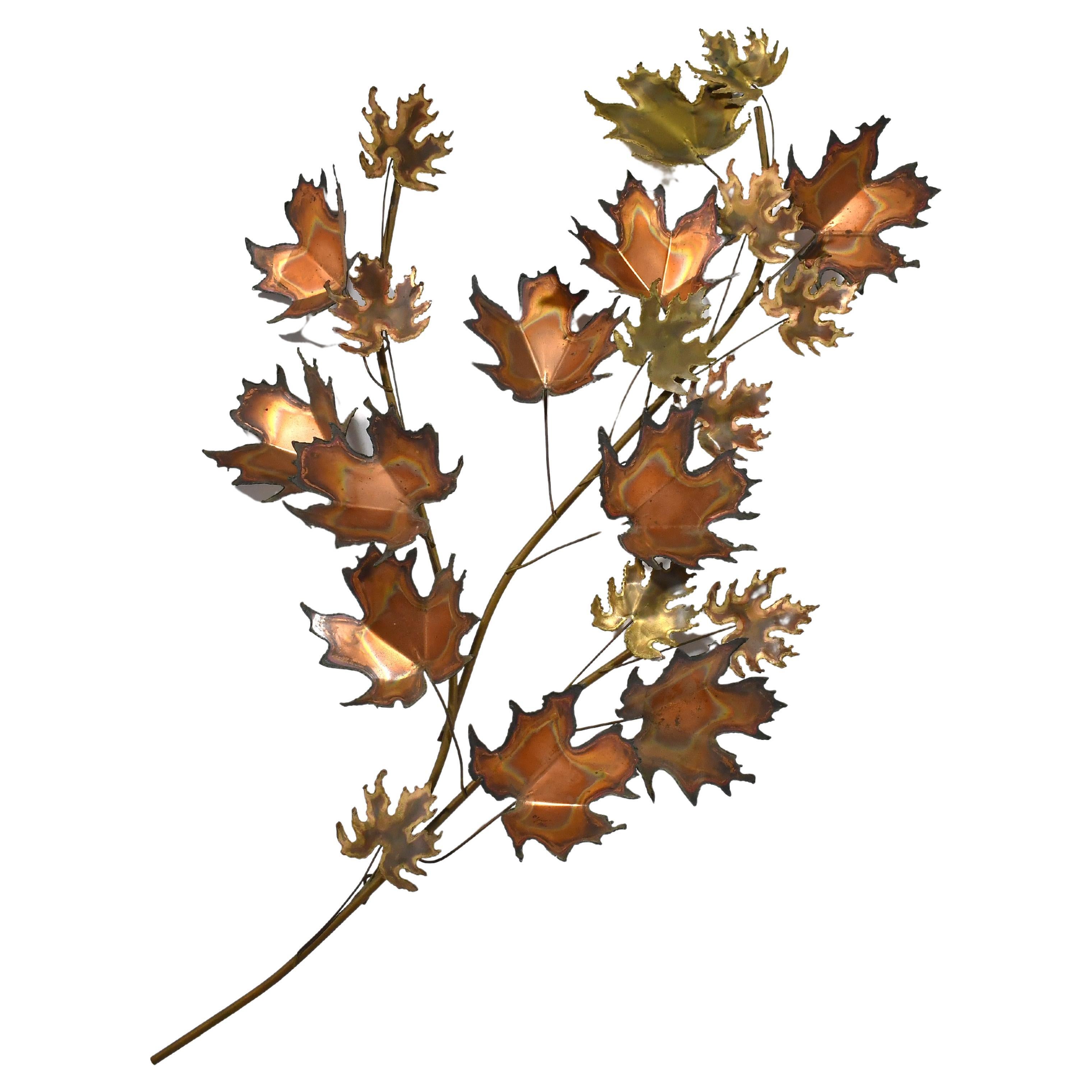 Jere "Leaves" Wall Sculpture in Mixed Metals For Sale