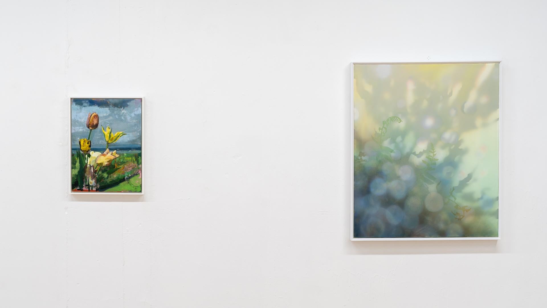 CANTOS - Pintura al óleo sobre lienzo de flores delante de un campo en venta 2