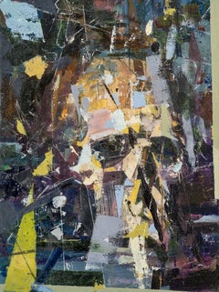 STRANGE LIGHT - Peinture à l'huile sur papier et panneau encadrée représentant un crâne avec interférence