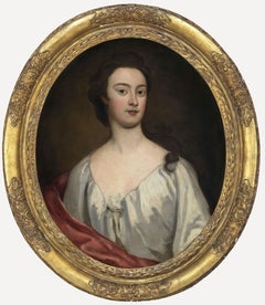 English Portrait of a Young Lady in White Dress c. 1730–1740, Fine Period Frame