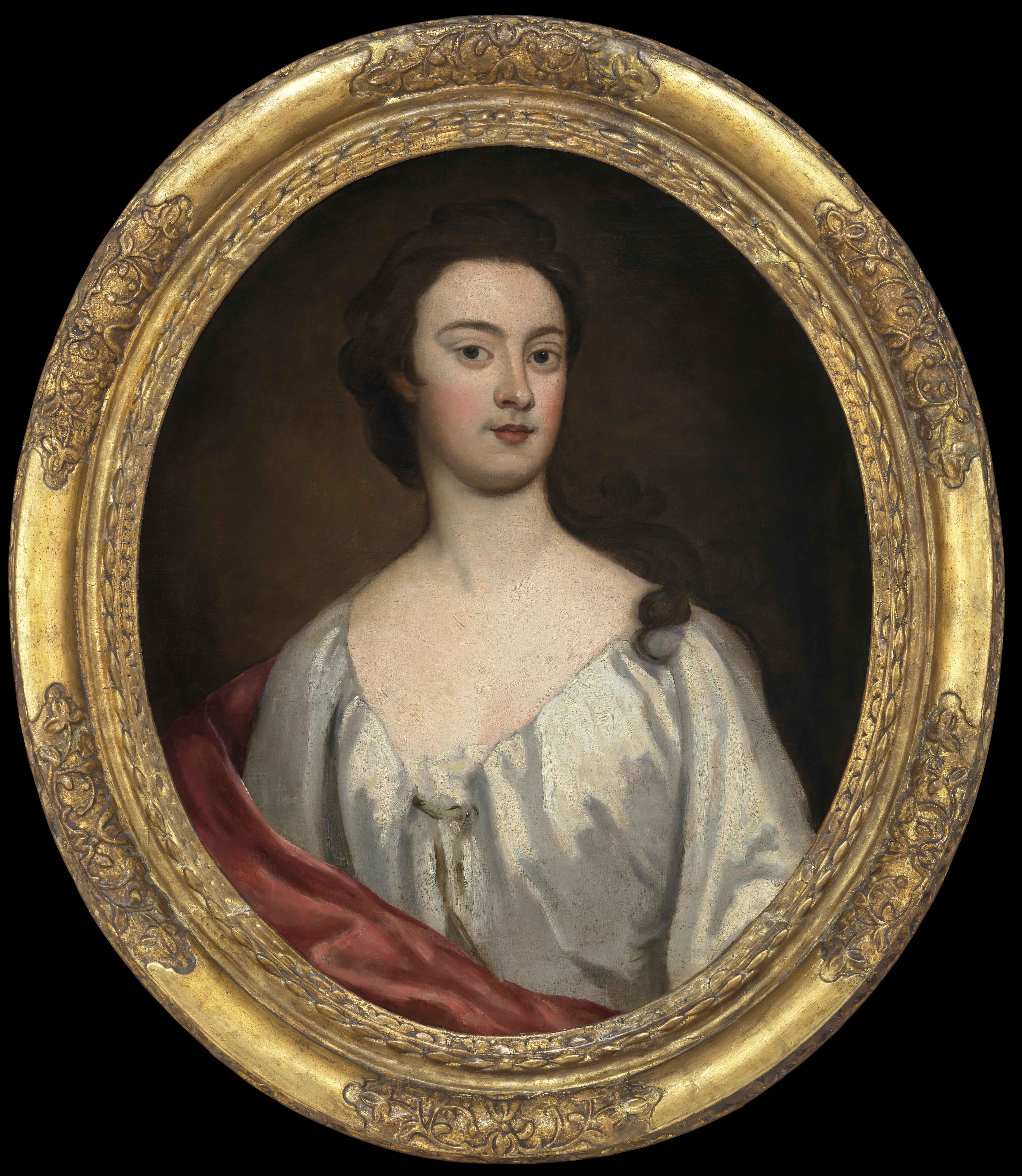 Jeremiah Davison Portrait Painting - Portrait of a Young Lady in White Dress, probably British c. 1730–1740, painting