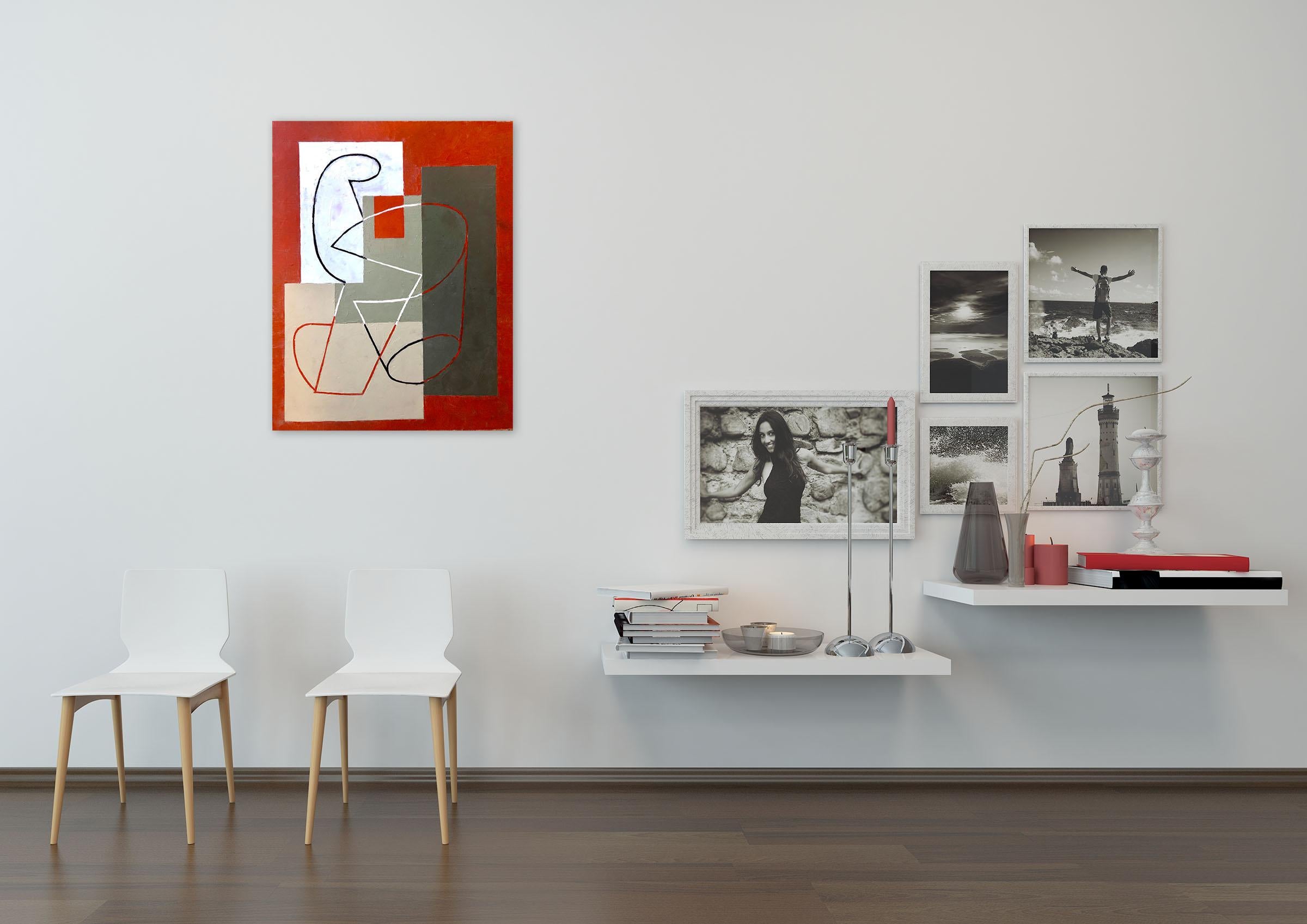Contorno di rottura (Piazza Rossa) II (Pittura astratta) - Painting di Jeremy Annear