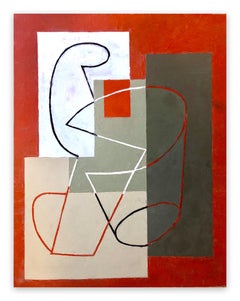 Breaking Contour (Roter Quadrat) II (Abstraktives Gemälde)