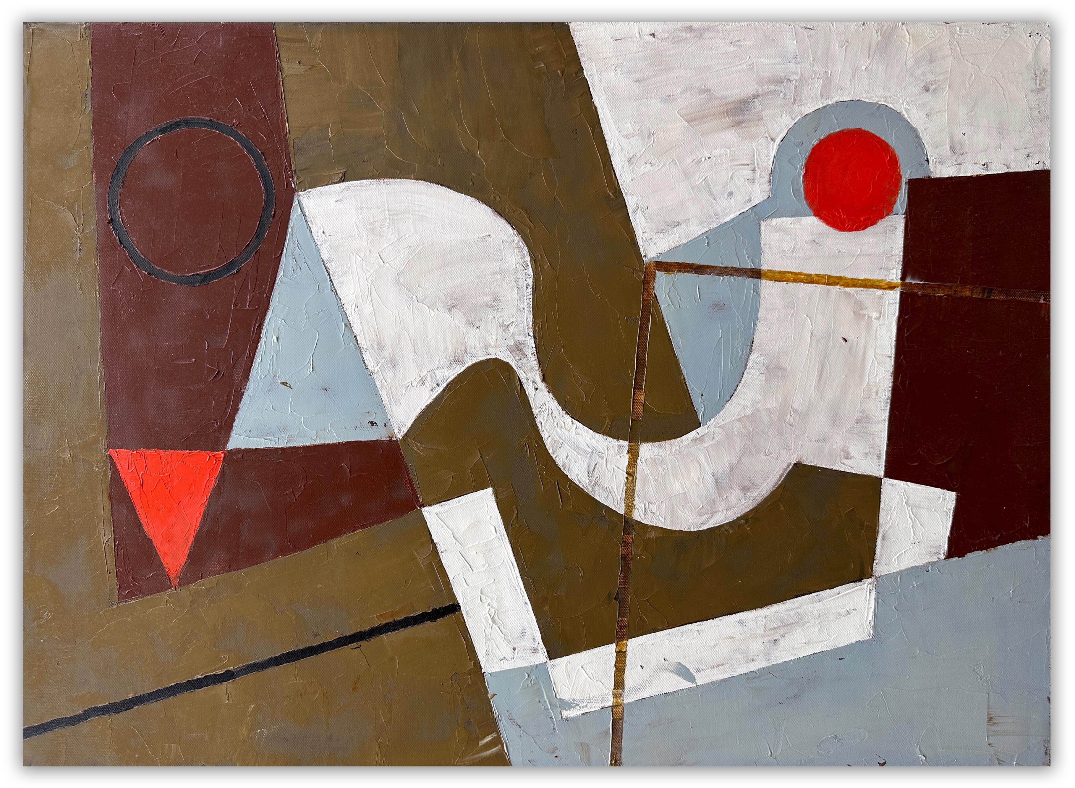 Jeremy Annear Abstract Painting - Construct (Red Disc and Triangle) (Abstract painting)