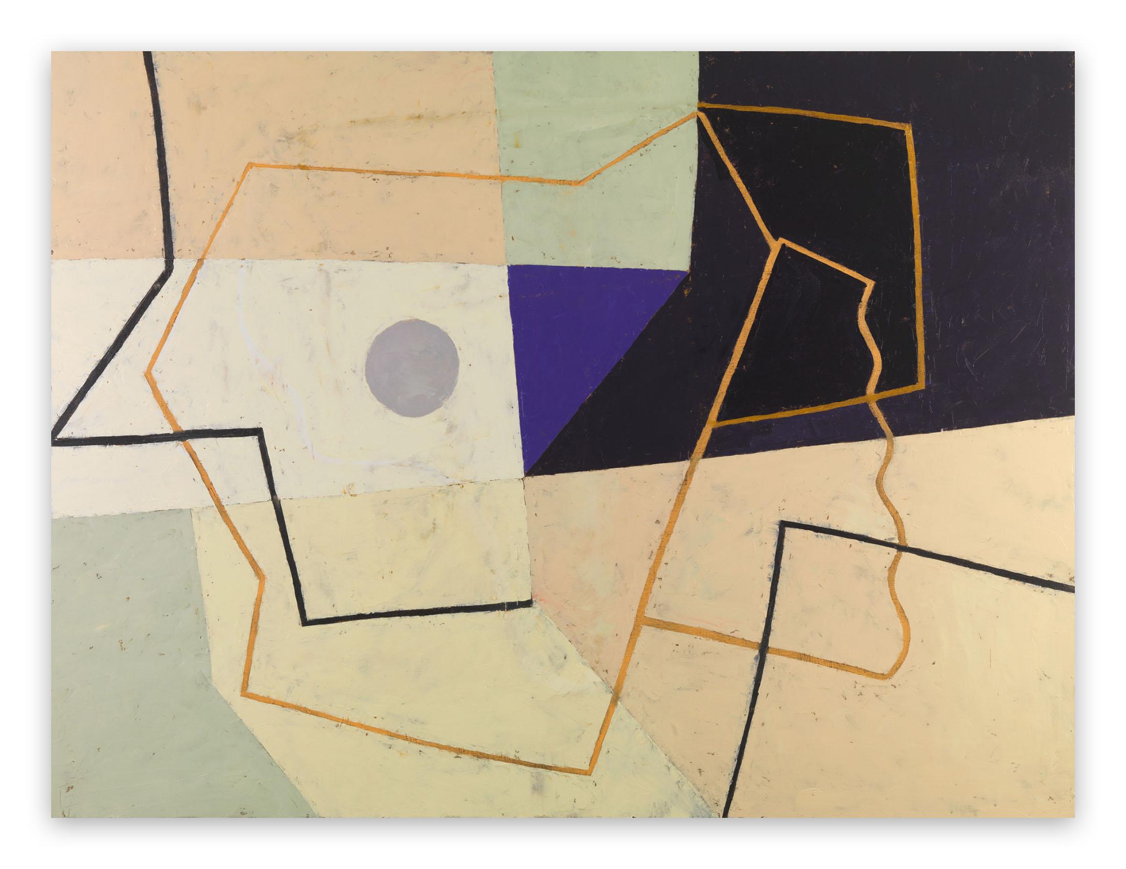 Jeremy Annear Abstract Painting - Linear Construct (Violet Triangle)