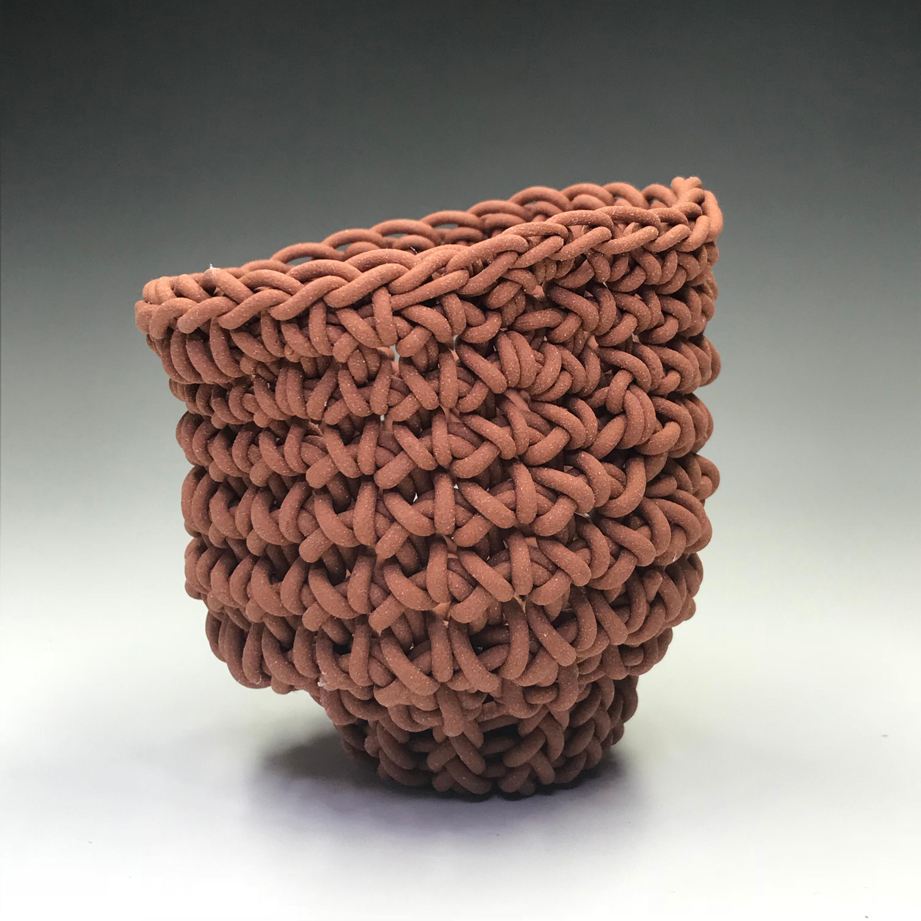 Hand Crocheted Ceramic "Tea Bowl", Unique Contemporary Ceramic Sculpture  - Mixed Media Art by Jeremy Brooks
