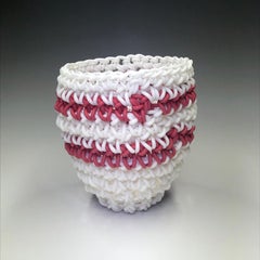 Hand Crocheted Porcelain "Tea Bowl", Unique Contemporary Ceramic Sculpture