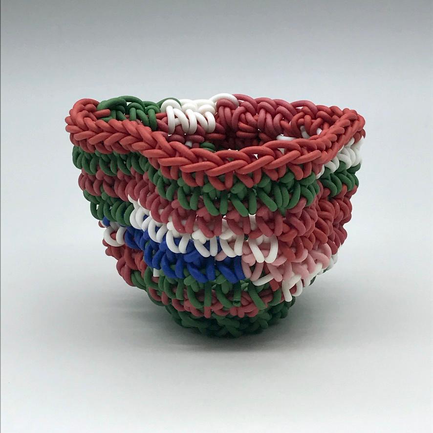 Jeremy Brooks Abstract Sculpture - "Crocheted Porcelain Tea Cup Number 107", Contemporary, Porcelain, Sculpture