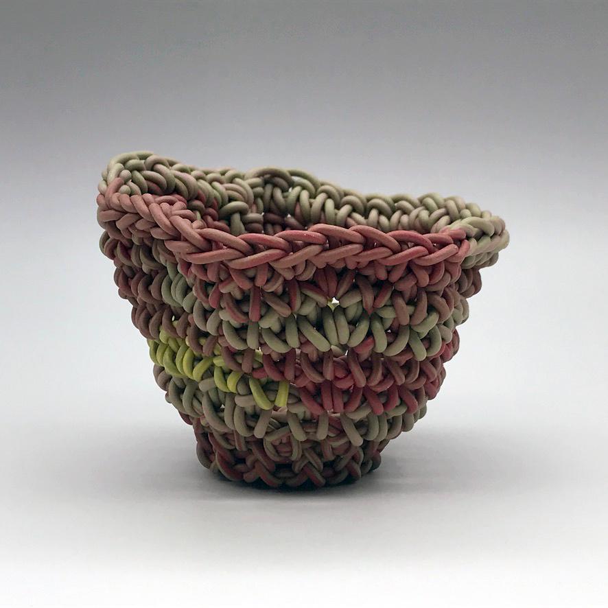 Jeremy Brooks Abstract Sculpture - "Crocheted Porcelain Tea Cup Number 110", Contemporary, Porcelain, Sculpture