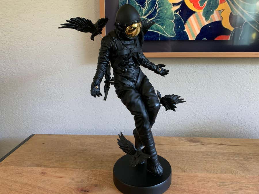 Cosmonaut Resin Black Sculpture Space Astronaut