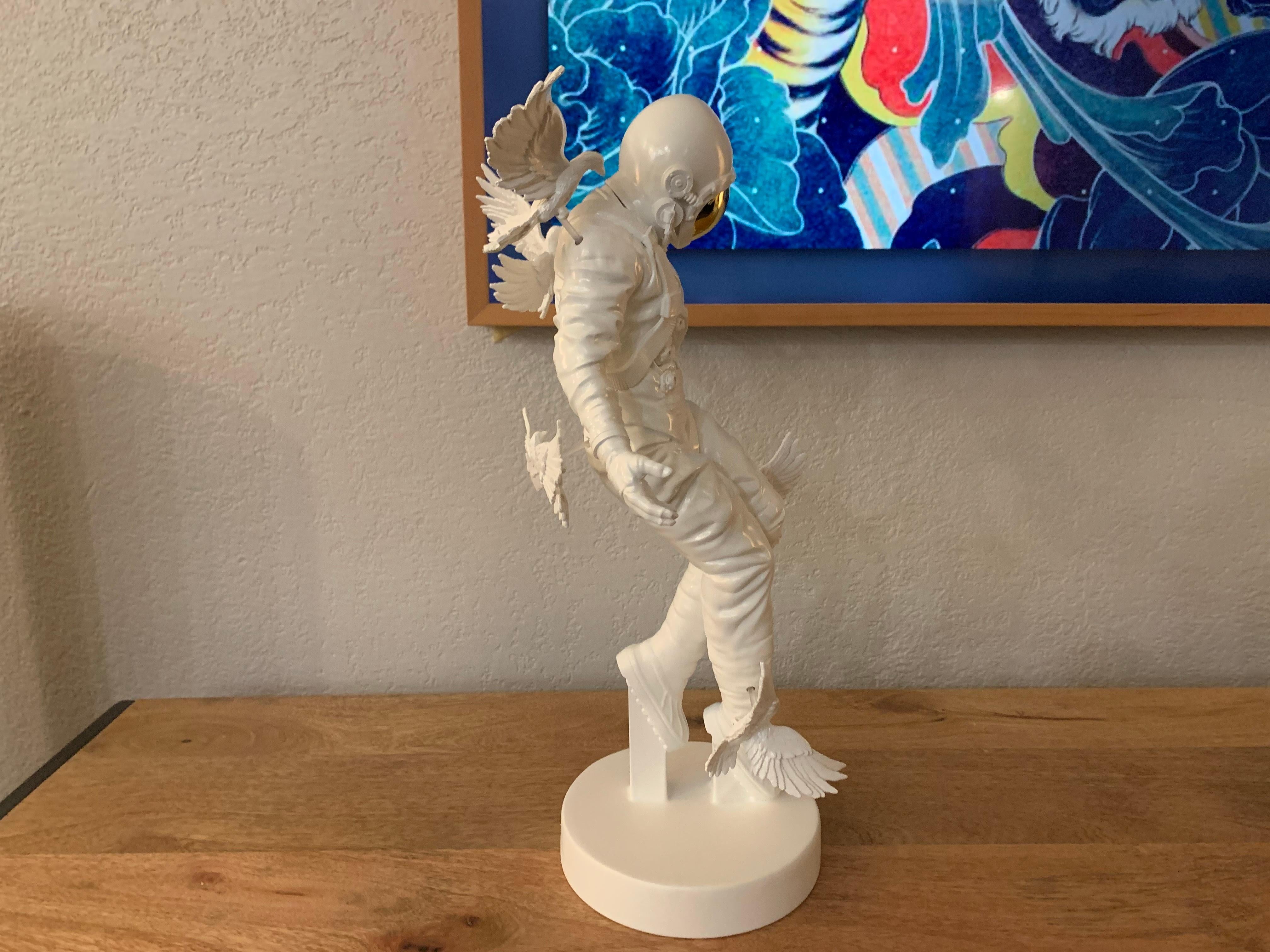 Cosmonaut Resin White Sculpture Space Astronaut For Sale 1