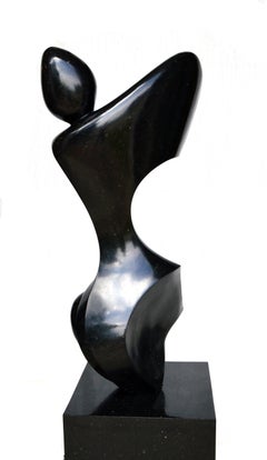 Anatomique 3/50 - lisse, noir, granit, sculpture figurative pour l'intérieur/extérieur