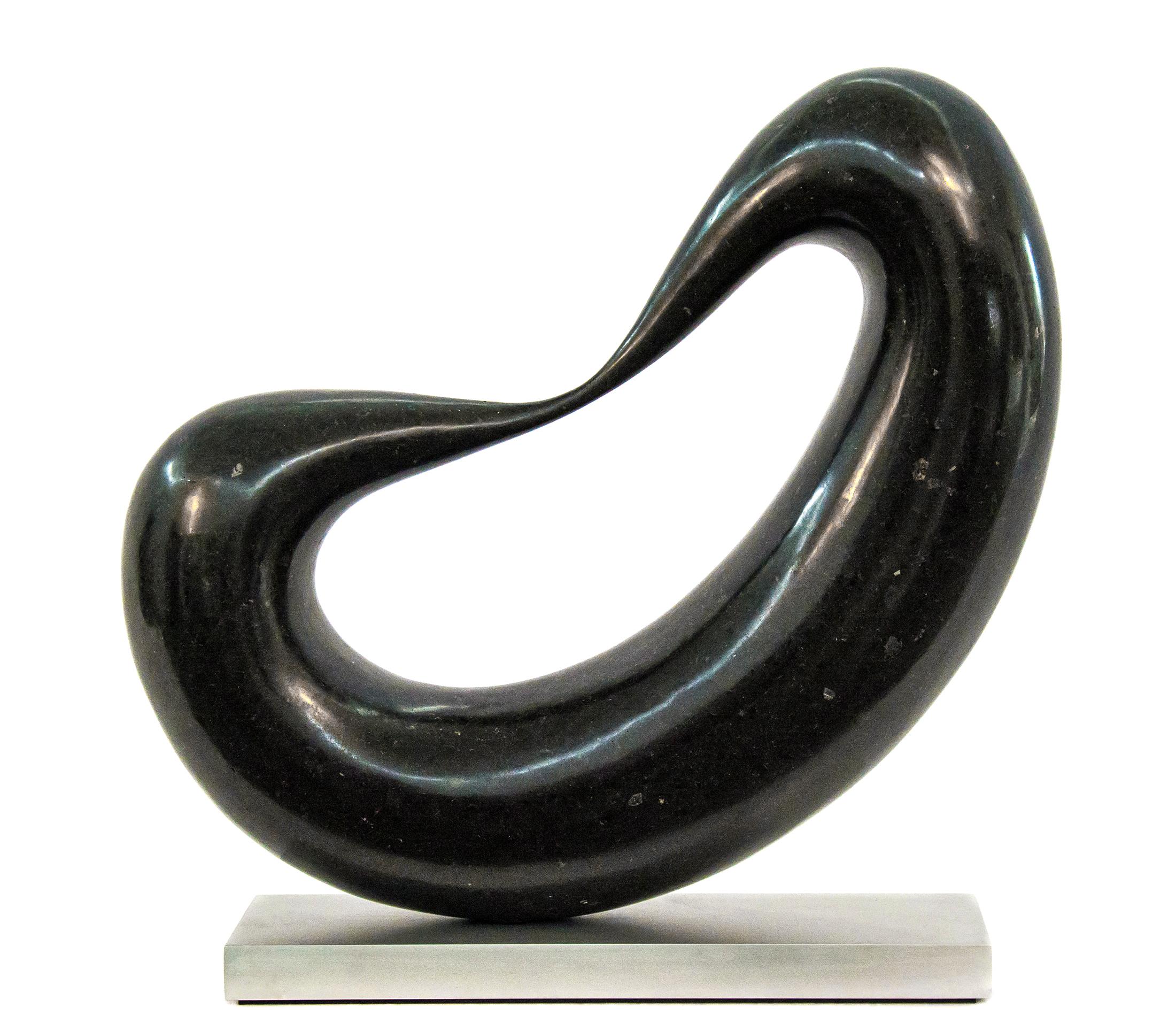 Bridge No. 3 3/50 - dark, smooth, polished, abstract, black granite sculpture - Sculpture by Jeremy Guy