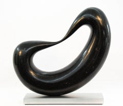 Bridge No. 3 - small, smooth, polished, abstract, black marble sculpture