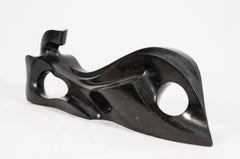 Celeste 2/50 - smooth, figurative, engineered black granite, tabletop sculpture