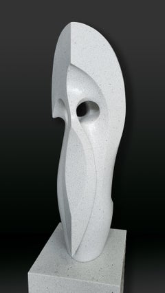 Curved Space 48 - large, smooth, abstract, outdoor, white marble sculpture