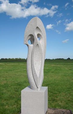 Curved Space 48 - large, smooth, abstract, outdoor, white marble sculpture