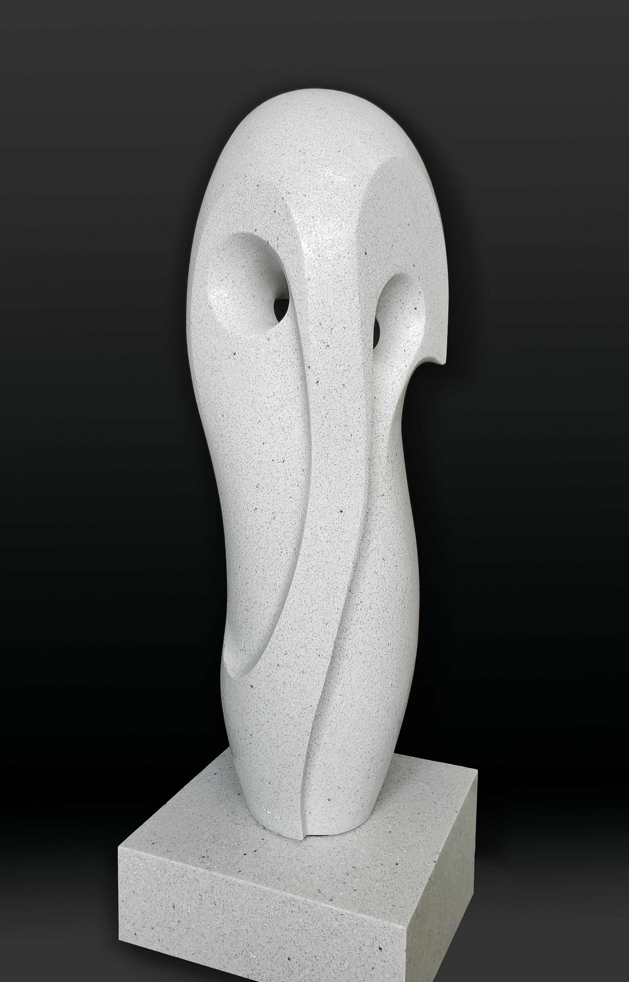 Curved Space 48 - large, smooth, abstract, outdoor, white marble sculpture - Contemporary Sculpture by Jeremy Guy