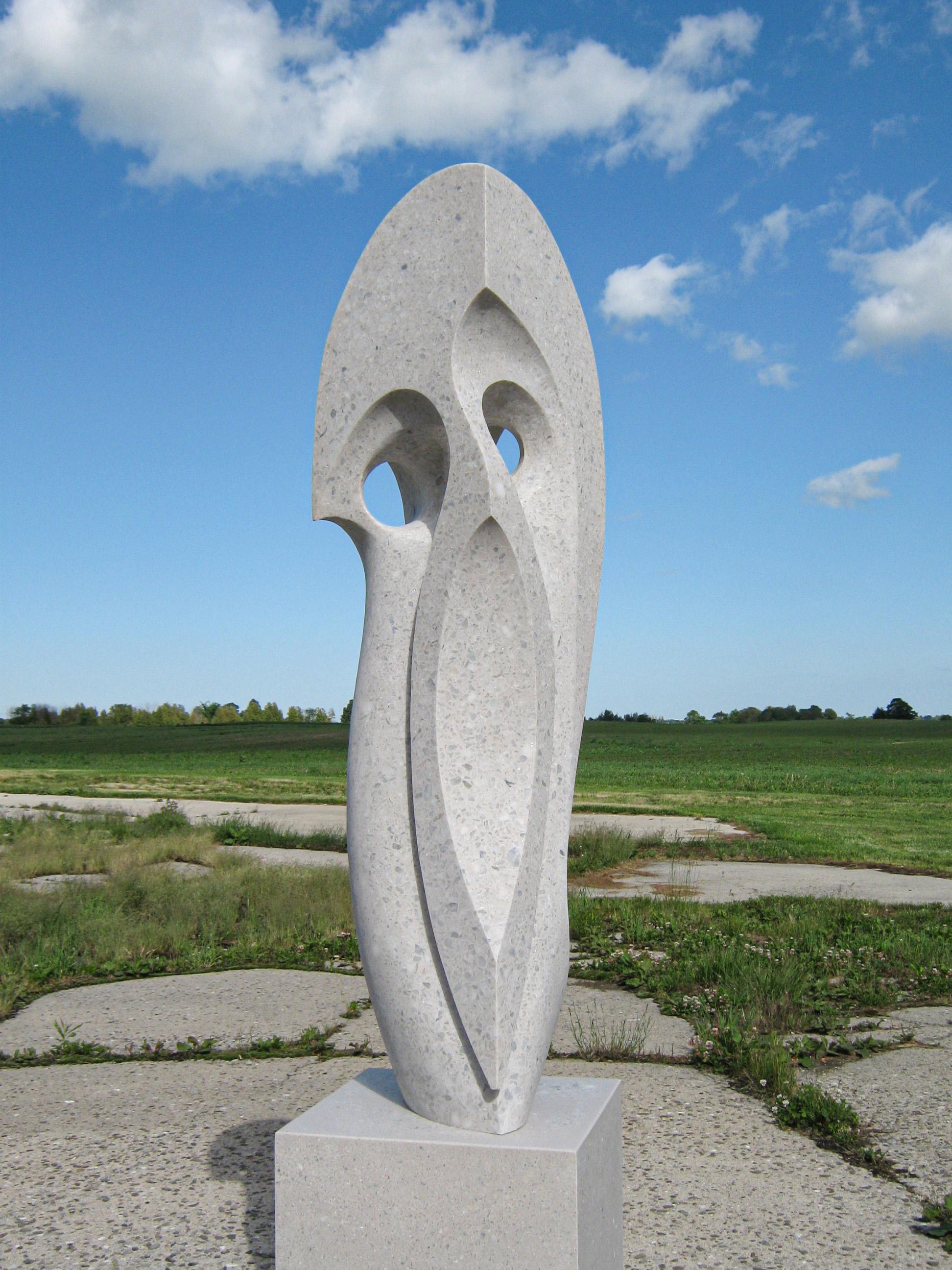 Jeremy Guy Abstract Sculpture - Curved Space 48 - large, smooth, abstract, outdoor, white marble sculpture