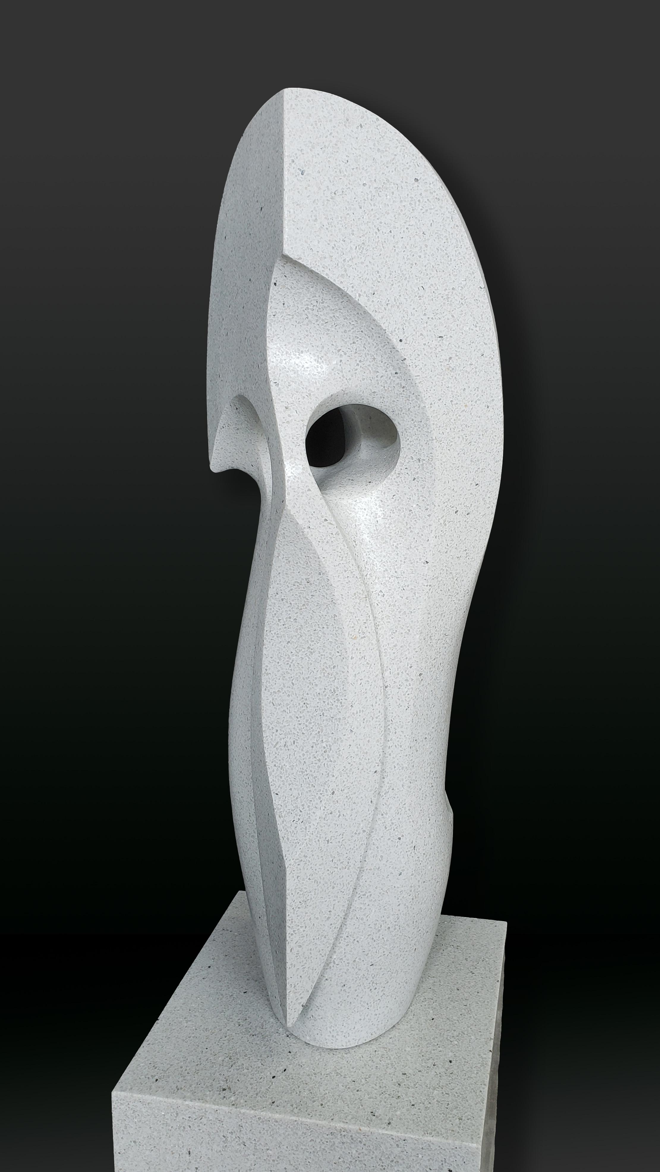 Jeremy Guy Abstract Sculpture - Curved Space 38 - large, smooth, abstract, outdoor, white marble sculpture