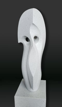 Curved Space 38 - large, smooth, abstract, outdoor, white marble sculpture