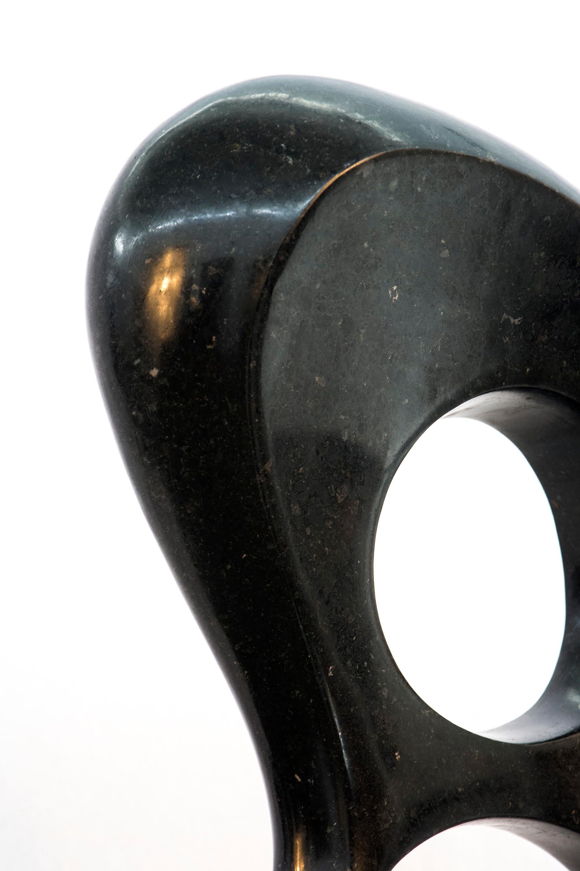 Duo 9/50 - elegant, smooth, engineered black granite, abstract, sculpture - Sculpture by Jeremy Guy