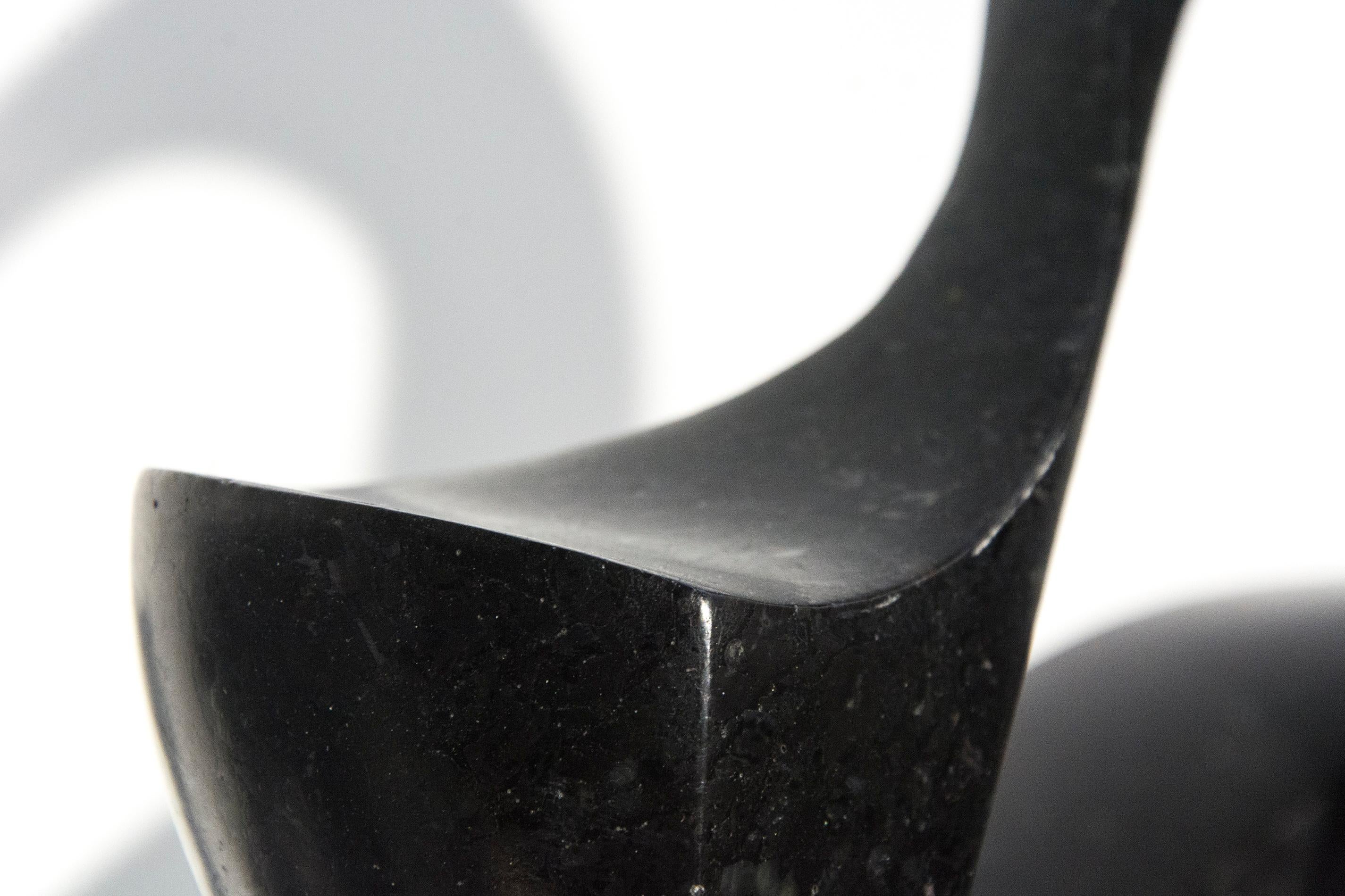 Embrace 1/50 - small, smooth, polished, abstract, black granite sculpture - Gray Abstract Sculpture by Jeremy Guy