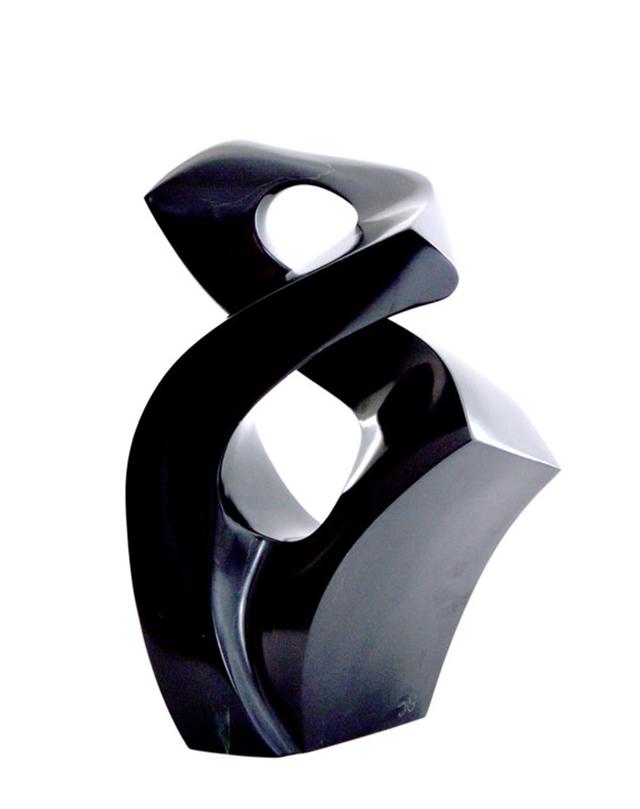 Embrace - small, smooth, polished, abstract, black marble sculpture - Contemporary Sculpture by Jeremy Guy