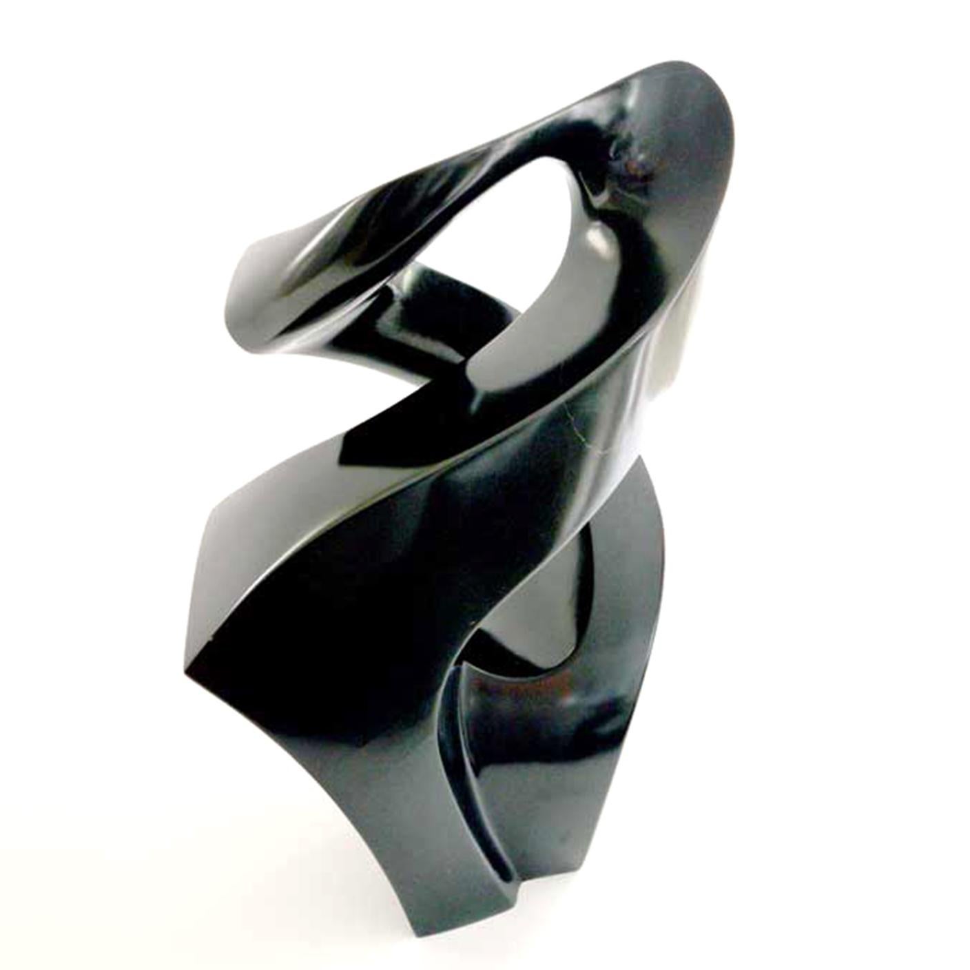 Embrace - small, smooth, polished, abstract, black marble sculpture - Black Abstract Sculpture by Jeremy Guy