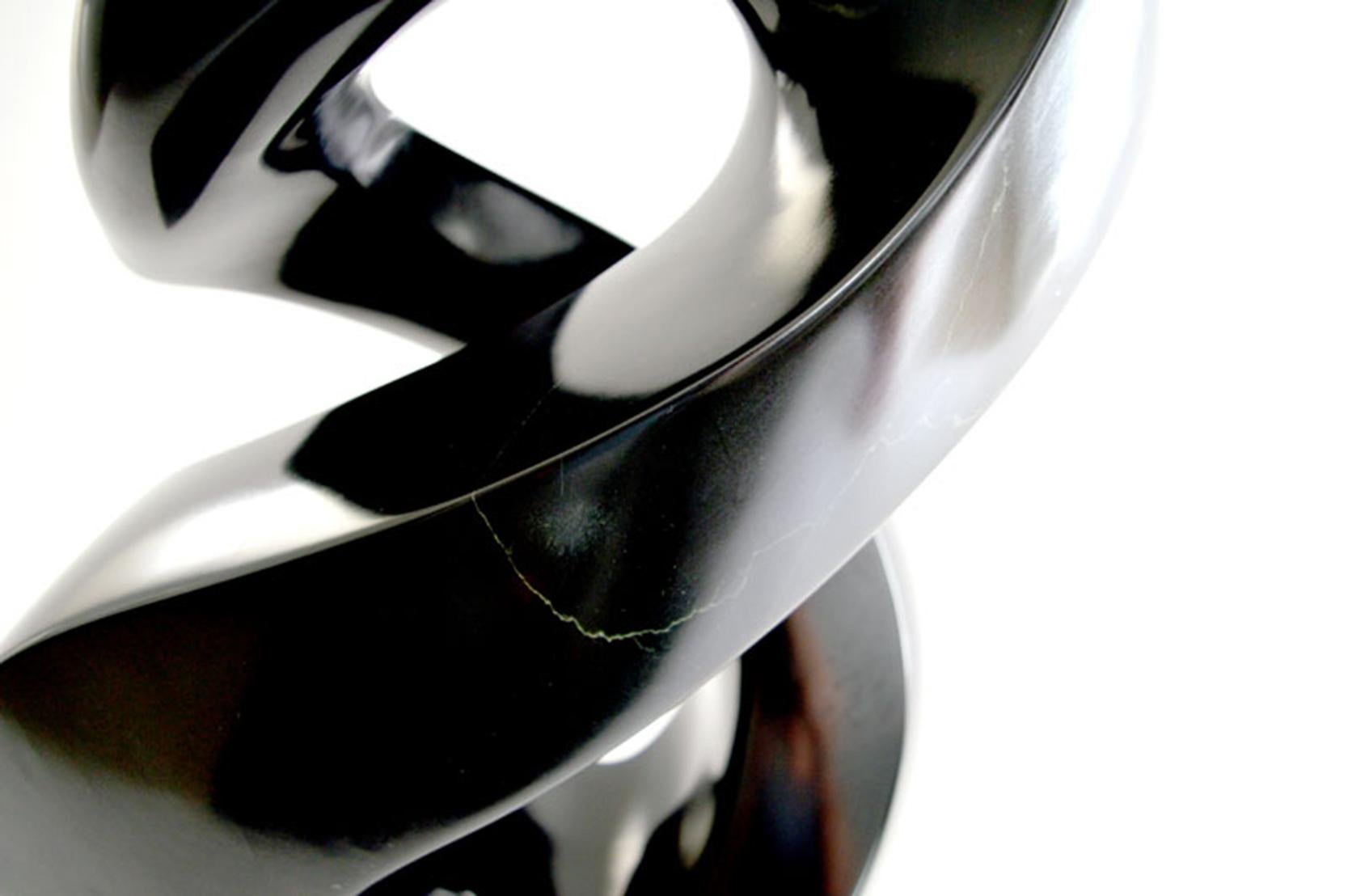 Embrace - small, smooth, polished, abstract, black marble sculpture 1