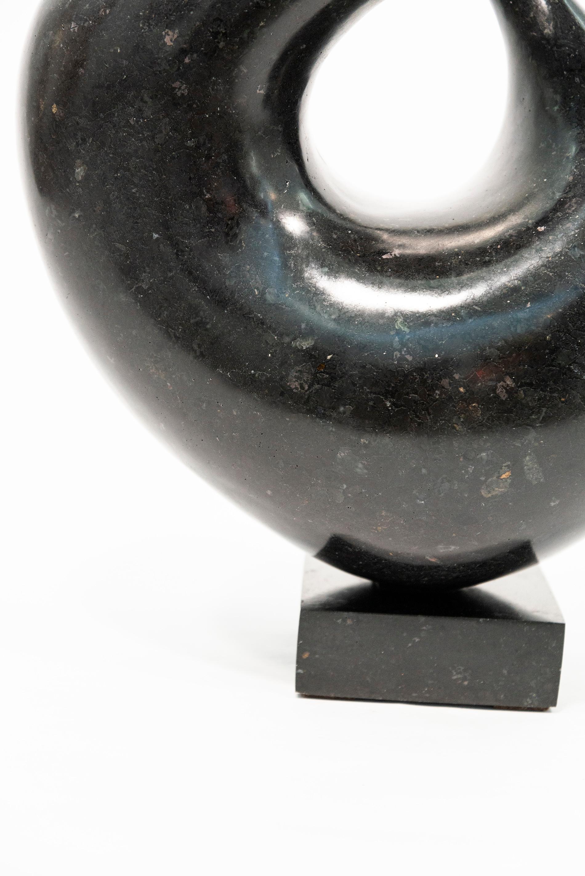 Event 3/50 - dark, smooth, polished, abstract, black granite sculpture For Sale 2